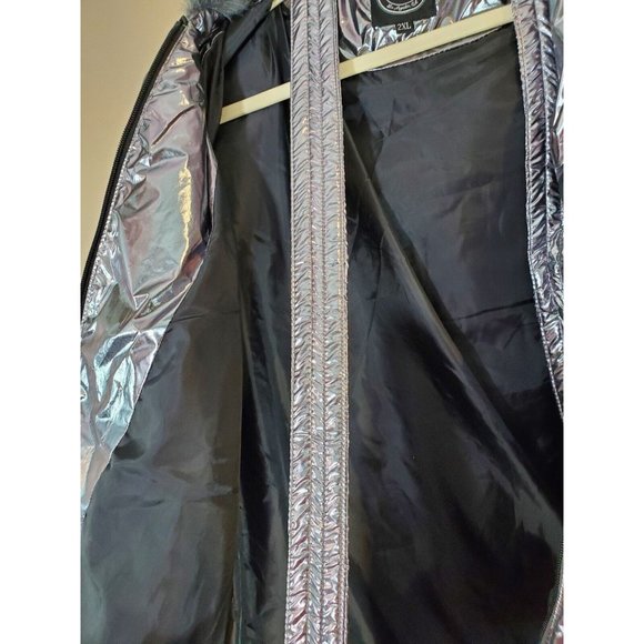 Warm & Cozy WHITE MARK Gray Metallic PUFFER JACKET PLUS Size XXL 2X - Picture 9 of 10